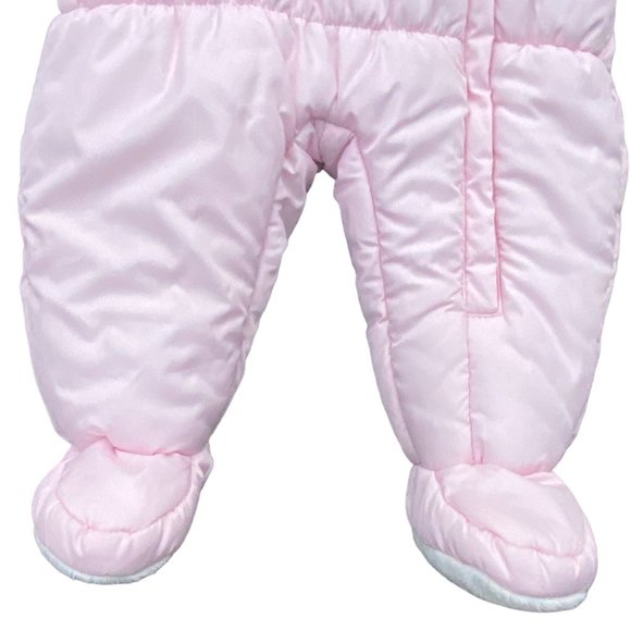 Just One You Baby Bear Quilted Puffer Pink One-Piece Infant Snowsuit-6-9 mos - Picture 5 of 15